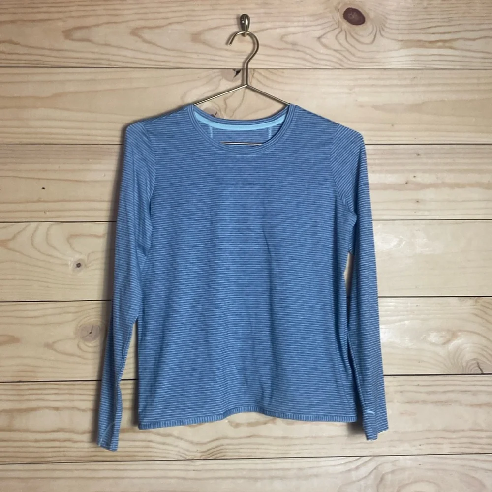 Athleta girl gray striped‎ long sleeve tee size XL 14